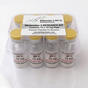 Ten vials of peptide MT-2 10mg arranged in a bulk kit